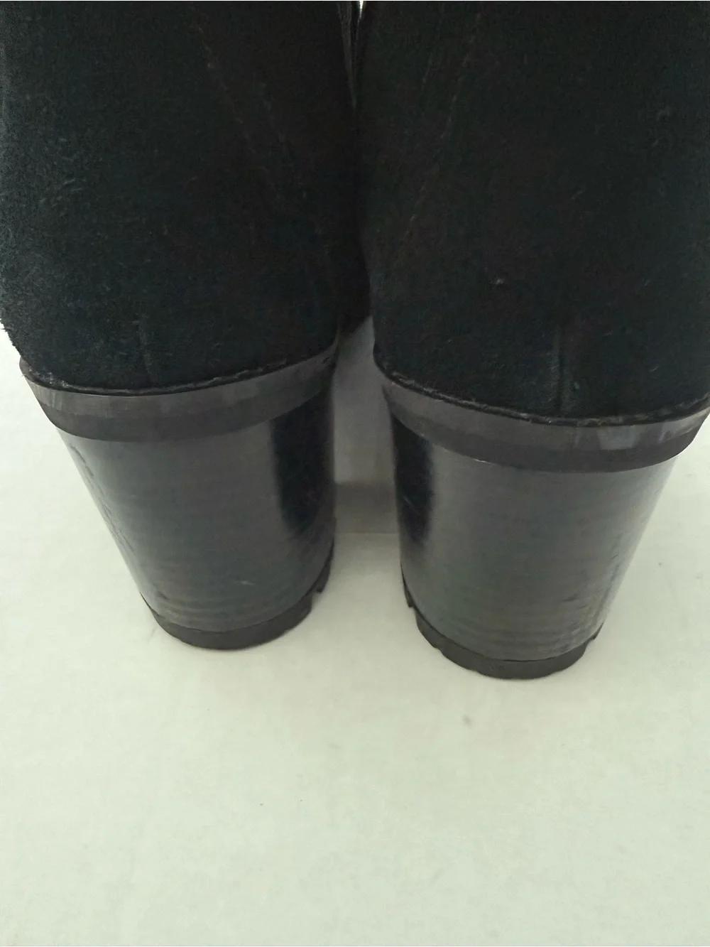 UGG Black Suede Chunky Heel Ankle Boots Size 10